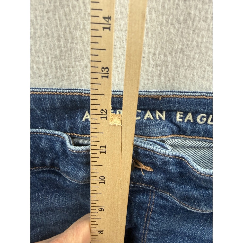 American Eagle Super Hi-Rise Flare Jeans Womens 14 Long Blue Medium Wash Stretch - Picture 8 of 8